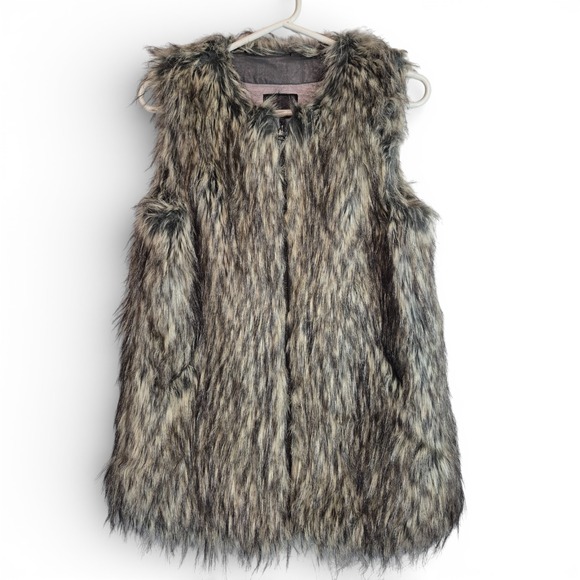 Joie Womens Size XS Vest Faux Fur & Faux Leather w/ Zipper Front - Picture 4 of 10